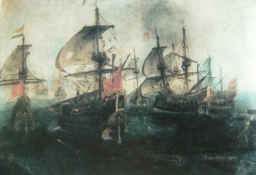 Combate Naval en el Estrecho de Gibraltar Segunda Vista Naval Battles Pinturas al óleo